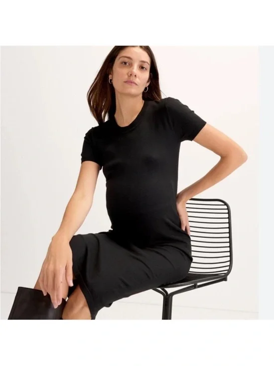 Hatch Maternity - The Softsculpt Knit Eliza Dress - Black / Size 1 - Picture 8 of 11